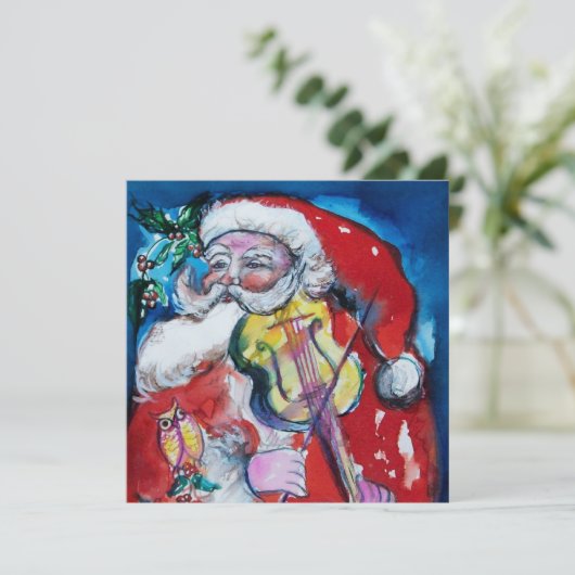 Invitation SANTA CLAUS AVEC VIOLIN - PARTI NOËL Argent (Debout devant)