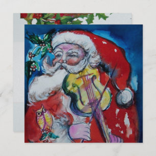 Invitation SANTA CLAUS AVEC VIOLIN - PARTI NOËL Argent