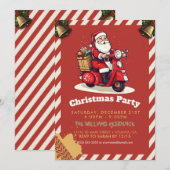 Invitation Santa Claus chevauchant un scooter (Devant / Derrière)