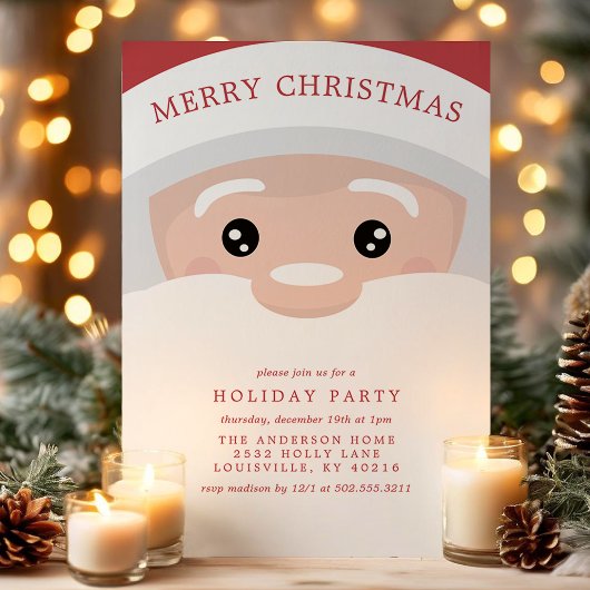 Invitation Santa Claus Cute moderne Noël Fête de Noël