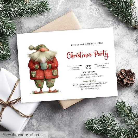 Invitation Santa Claus Humor Printable Red Green Party Invite