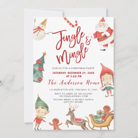 Invitation Santa Claus Jingel & Mingle Christmas Party Invit (Devant)
