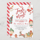 Invitation Santa Claus Jingel & Mingle Christmas Party Invit (Devant / Derrière)