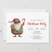 Invitation Santa Claus modern watercolor holiday invite card (Devant)