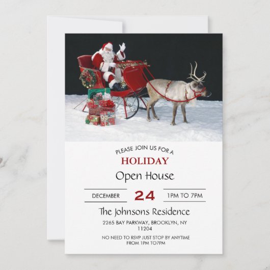Invitation Santa Claus on sleigh with presents (Devant)