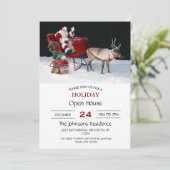 Invitation Santa Claus on sleigh with presents (Debout devant)