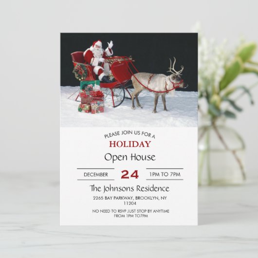 Invitation Santa Claus on sleigh with presents (Debout devant)