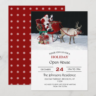 Invitation Santa Claus on sleigh with presents
