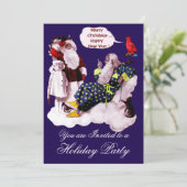 Invitation SANTA CLAUS, PETITE ANGEL & MERLIN Noël Party (Debout devant)