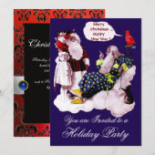 Invitation SANTA CLAUS, PETITE ANGEL & MERLIN Noël Party (Devant / Derrière)