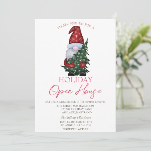 Invitation Santa Claus Pine Tree Maison ouverte (Debout devant)