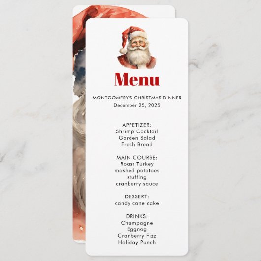 Invitation Santa Claus Retro Christmas Menu (Devant / Derrière)