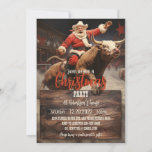 Invitation Santa Claus Rodeo<br><div class="desc">bull santa claus art,  bovine arena country ranch,  animal cow rodeo ride,  sport rider cowboy rouge,  hiver homme dessin animé casquette,  noël fêtes de fin d'année illustration,  peinture bull santa claus</div>