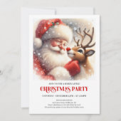 Invitation Santa Claus Rudolph Christmas Joyful Winter Party (Devant)