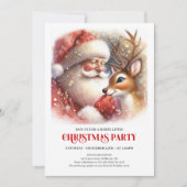 Invitation Santa Claus Rudolph Holiday Magic Cozy Winter Part (Devant)
