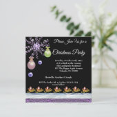 Invitation Santa Claus sur or, améthyste & neige glacée & hui (Debout devant)