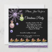 Invitation Santa Claus sur or, améthyste & neige glacée & hui (Devant)