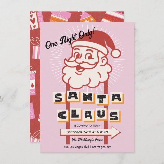 Invitation Santa Claus Une seule nuit Signe (Devant / Derrière)