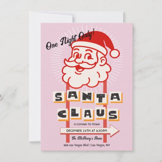 Invitation Santa Claus Une seule nuit Signe (Devant)