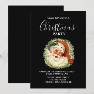 Invitation Santa Claus Vintage Retro Red Christmas Party