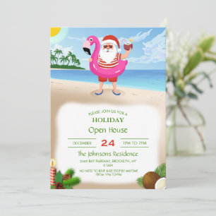 Invitation Santa Claus with flamingo