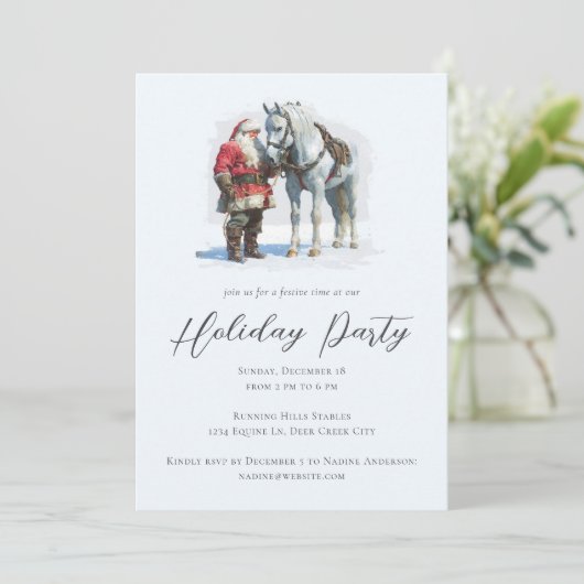 Invitation Santa Clause Horse Equestrio Fête Equestre (Debout devant)