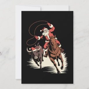 Invitation Santa Cowboy Rodéo Cheval Lasso Noël Western