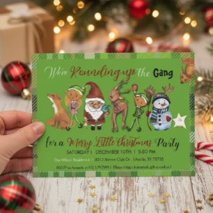 Invitation Santa, Elfes, Cerfs et Gang de Bonhomme de Neige N