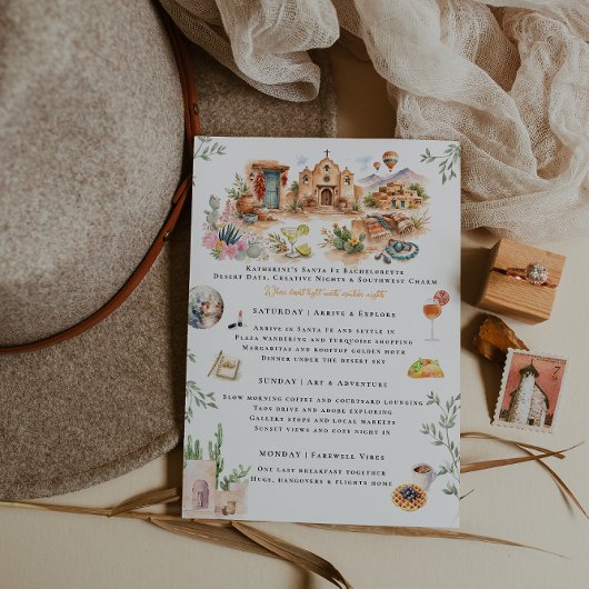 Invitation Santa Fe New Mexico Bachelorette Weekend Itinerary