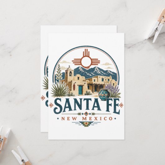 Invitation Santa Fe Nouveau-Mexique Architecture Adobe Sud-Ou (Devant/Arrière en situation)