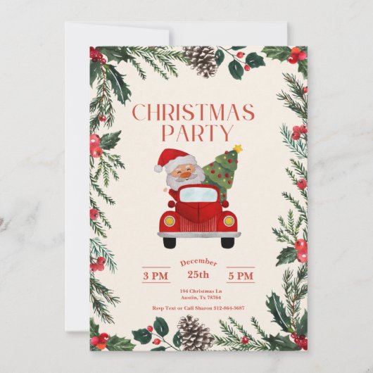Invitation Santa Fête de Noël (Devant)