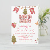 Invitation Santa Girl Boy Holiday Baby Shower   (Debout devant)