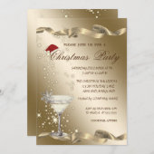 Invitation Santa Hat Chic Wine Glass Company Christmas (Devant / Derrière)