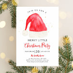 Invitation Santa Hat Merry Little Christmas Party<br><div class="desc">Cet élégant design festif présente mon chapeau de Père Noël peint à la main.</div>
