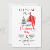 Invitation Santa Hat Oh Quelle fête de Noël amusante (Devant)