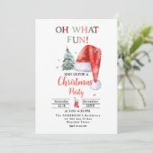 Invitation Santa Hat Oh Quelle fête de Noël amusante (Debout devant)