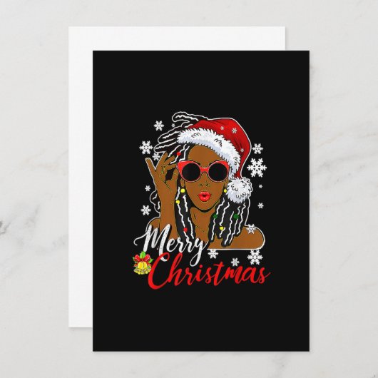 Invitation Santa Hat Shirt Black African Girl Ameri (Devant / Derrière)