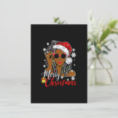 Invitation Santa Hat Shirt Black African Girl Ameri (Debout devant)