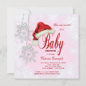 Invitation Santa Hat Snowflakes Filles Baby shower de Noël (Devant)