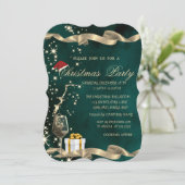 Invitation Santa Hat, Verre, Noël d'entreprise vert (Debout devant)