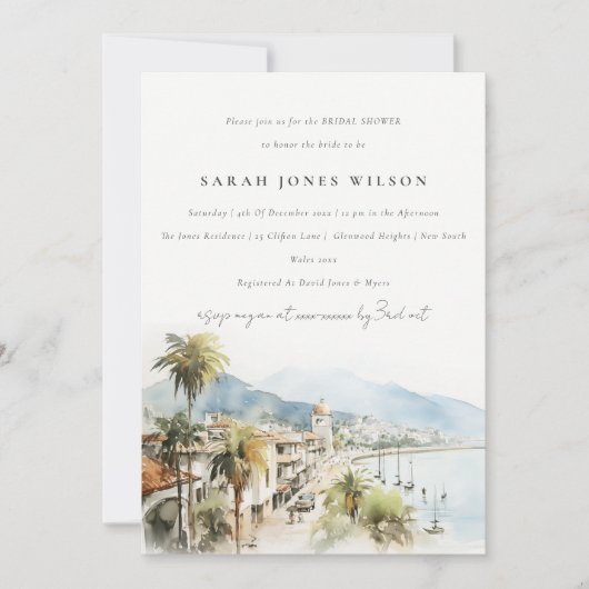 Invitation Santa Marta Colombia Landscape Bridal Shower (Devant)
