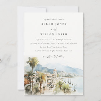 Invitation Santa Marta Colombia Watercolor Landscape Wedding