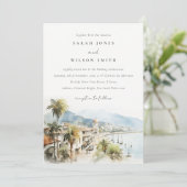 Invitation Santa Marta Colombia Watercolor Landscape Wedding (Debout devant)