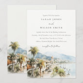 Invitation Santa Marta Colombia Watercolor Landscape Wedding (Devant / Derrière)