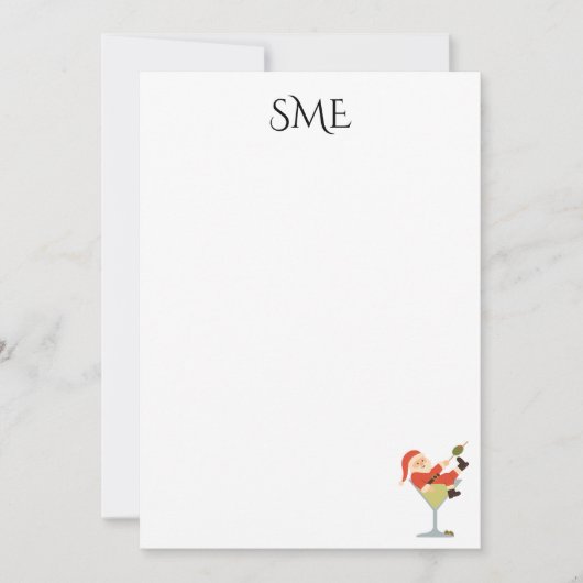 Invitation Santa Martini Monogram Thank You Cards (Devant)