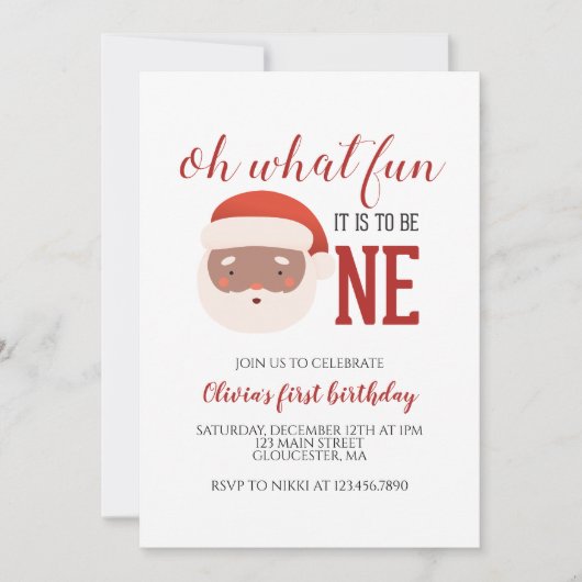 Invitation Santa Noël Premier Anniversaire (Devant)