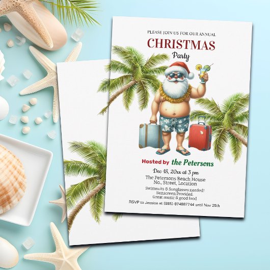 Invitation Santa on a Tropical Island Christmas Party