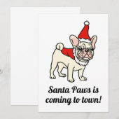 Invitation Santa Paws Frenchie Noël (Devant / Derrière)