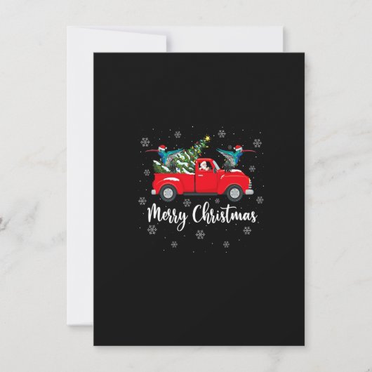 Invitation Santa Riding Christmas Tree Truck Hummingbird Chri (Devant)