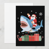 Invitation Santa Riding Shark Christmas Pajama Cute Ocean (Devant / Derrière)